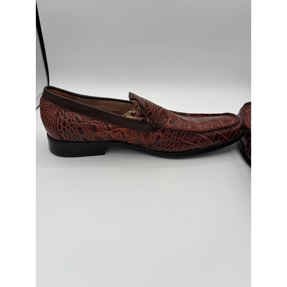 Fratelli Select Loafers Mens 13 Brown Croc Embossed Leather Square Toe Slip On